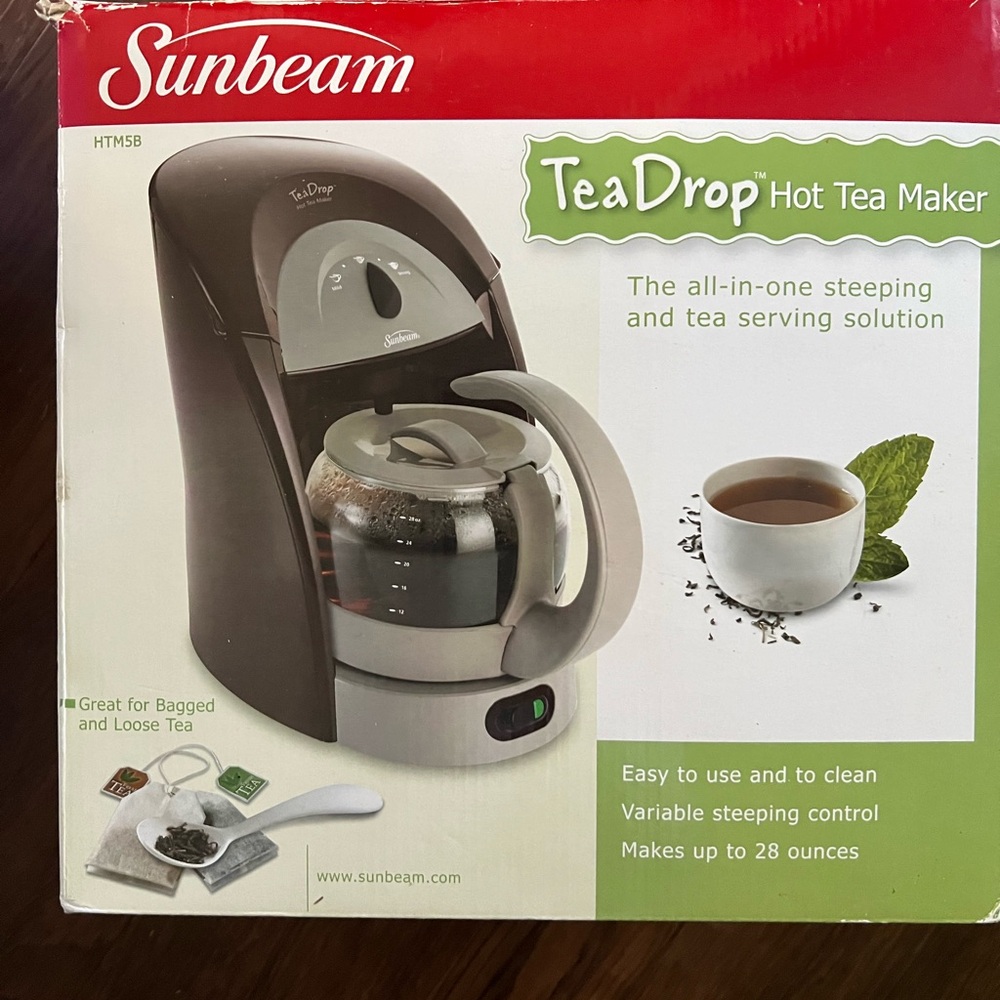Sunbeam Tea Drop Hot Tea Maker HTM5B 28oz Electric Countertop Brewer, Black